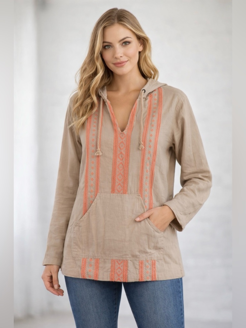 Natural Reflections Embroidered Pull Over Jacket